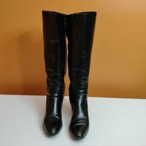 Vintage Salvatore Ferragamo Black Heeled Boots SZ 10- True Size- Made In Italy